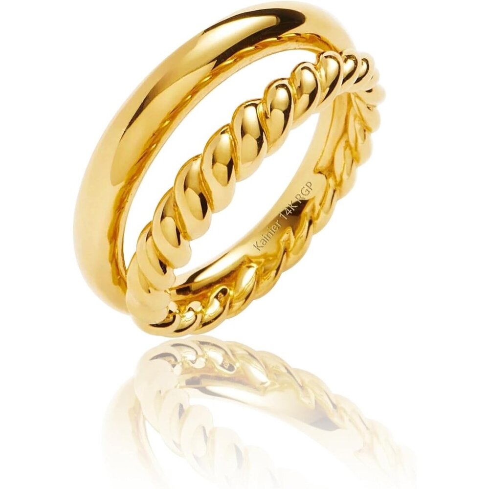 Women 14K Gold Plated Dainty High Polish Statement  Radial Rings
